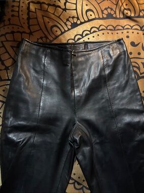 Cache Black Straight-Leg Leather Pants